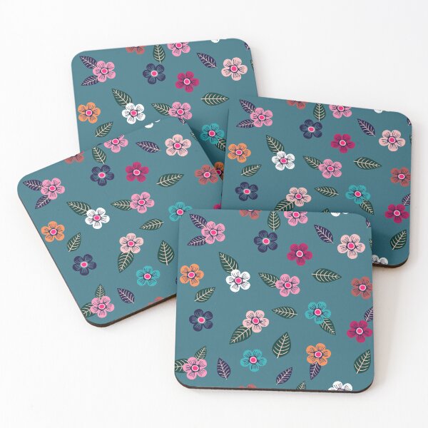 Item preview, Julie’s Garden Scattered Flowers Teal designed and sold by ToEllaBloom.