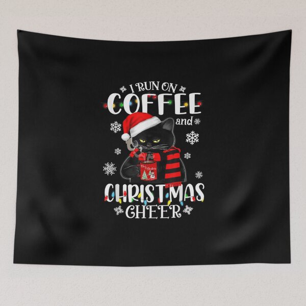 Aperçu de l'œuvre Je cours sur le café et la joie de Noël Idée cadeau drôle pour chat chaton chaton et amoureux du café les matins créée et vendue par wi trendshop.