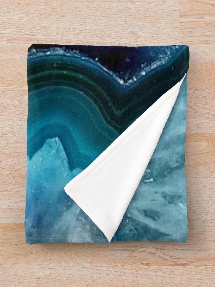 Thumbnail 3 of 6, Throw Blanket, Teal Blue Agate designed and sold by maryedenoa.