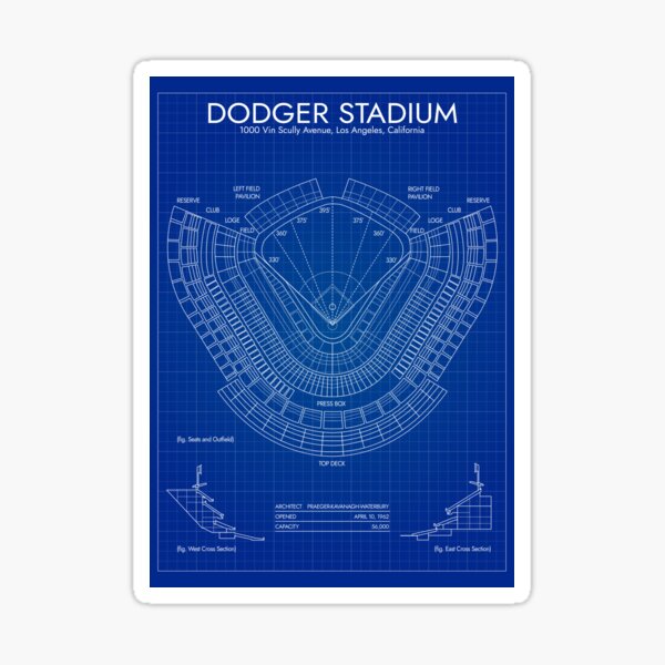 Item preview, Dodger Stadium (Blueprint - Vertical) designed and sold by BGALAXY.