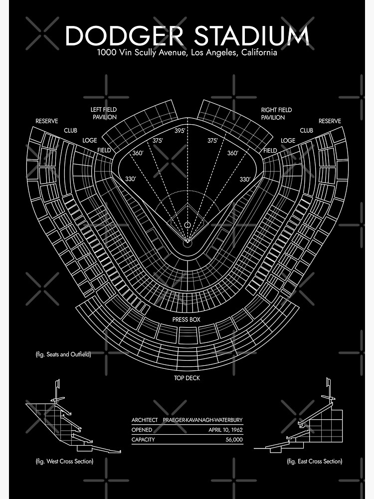 Los Angeles Office Art Black and White: Dodger Stadium