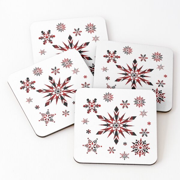Item preview, Red and Black Buffalo Plaid Winter Snowflake Collage Design designed and sold by DPlumDesign.