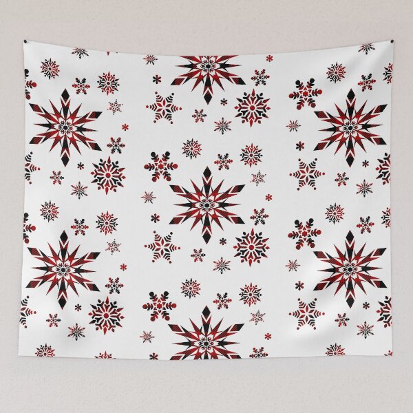Item preview, Red and Black Buffalo Plaid Winter Snowflake Collage Design designed and sold by DPlumDesign.