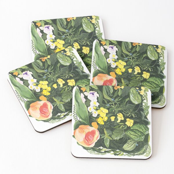 Item preview, Green Energy I pansies tulips flowers water marigold vegetation botanical decoration designed and sold by AgaSpolsky.