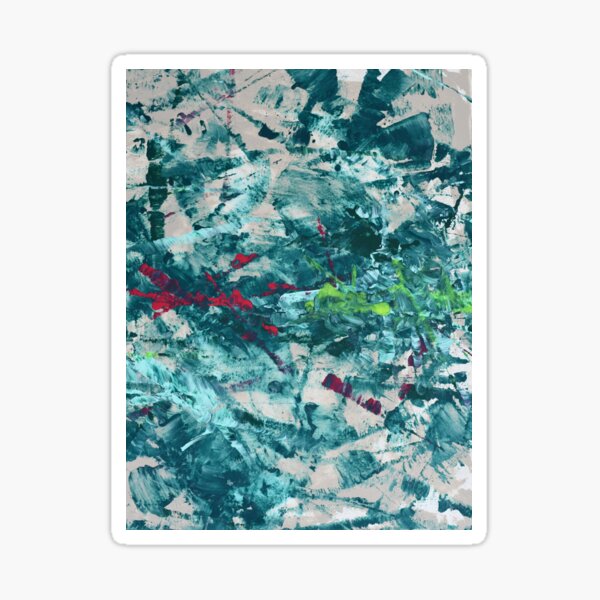 Collapsing Star: A pretty abstract design in teal and neon pink and yellow by Alyssa Hamilton Art Sticker
