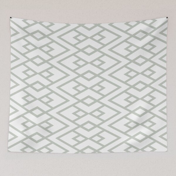 Item preview, Smoked Sage and White Diamond Shape Art Deco Pattern Pairs DV 2022 Popular Colour Favored One 0455 designed and sold by ColorOfTheYears.