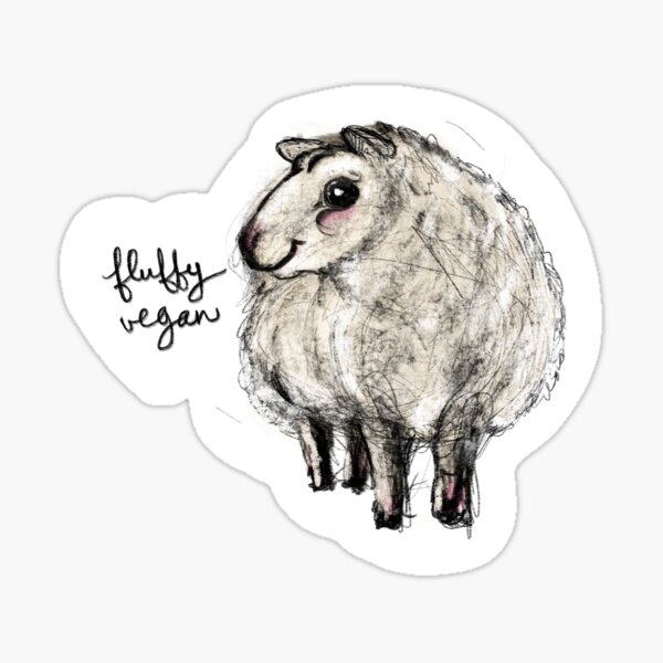 Artikel-Vorschau von Fluffy Vegan Sheep Zeichnung, designt und verkauft von PaperCounty.