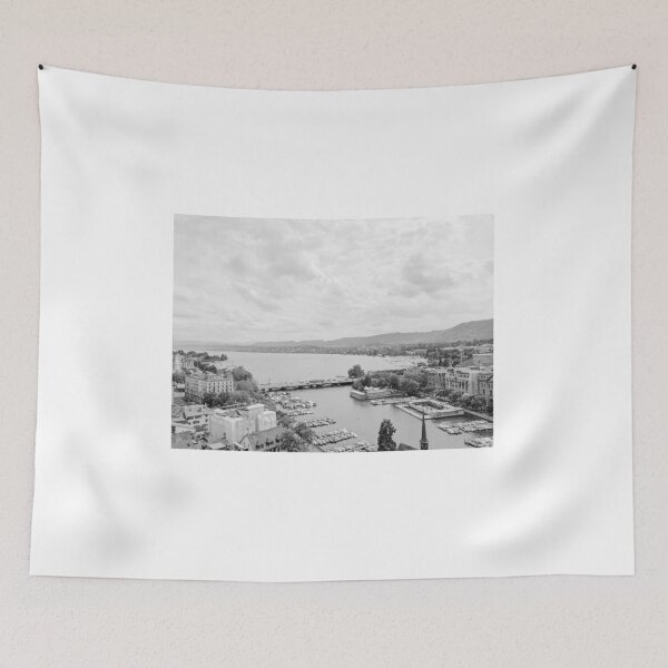Item preview, Lake Zurich from Grossmunster Church, Zurich, Switzerland - Black & White designed and sold by ywphotos.