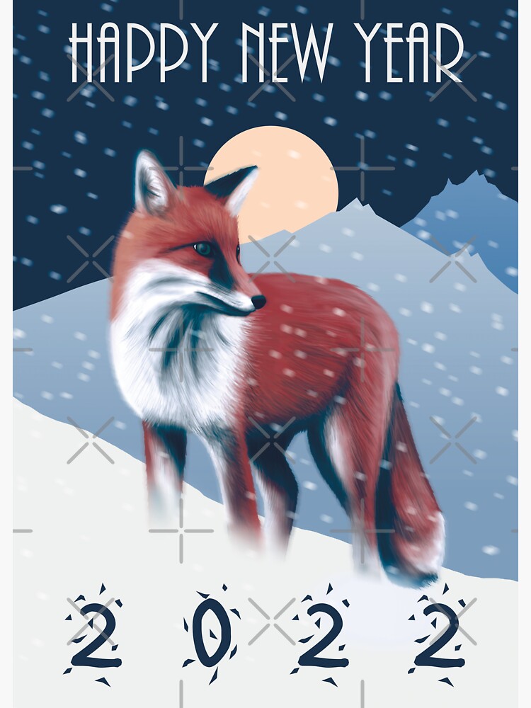 Fox Christmas Schedule 2022 Best Wishes And Happy New Year 2022 - Fox In The Winter Snow" Sticker By  Tmbtm | Redbubble