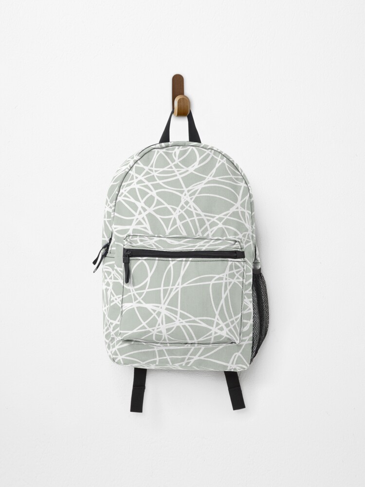 Thumbnail 1 von 3, Rucksack, Smoked Sage and White Thick Scribble Mosaic Pattern Pairs DV 2022 Popular Colour Favored One 0455 designt und verkauft von ColorOfTheYears.