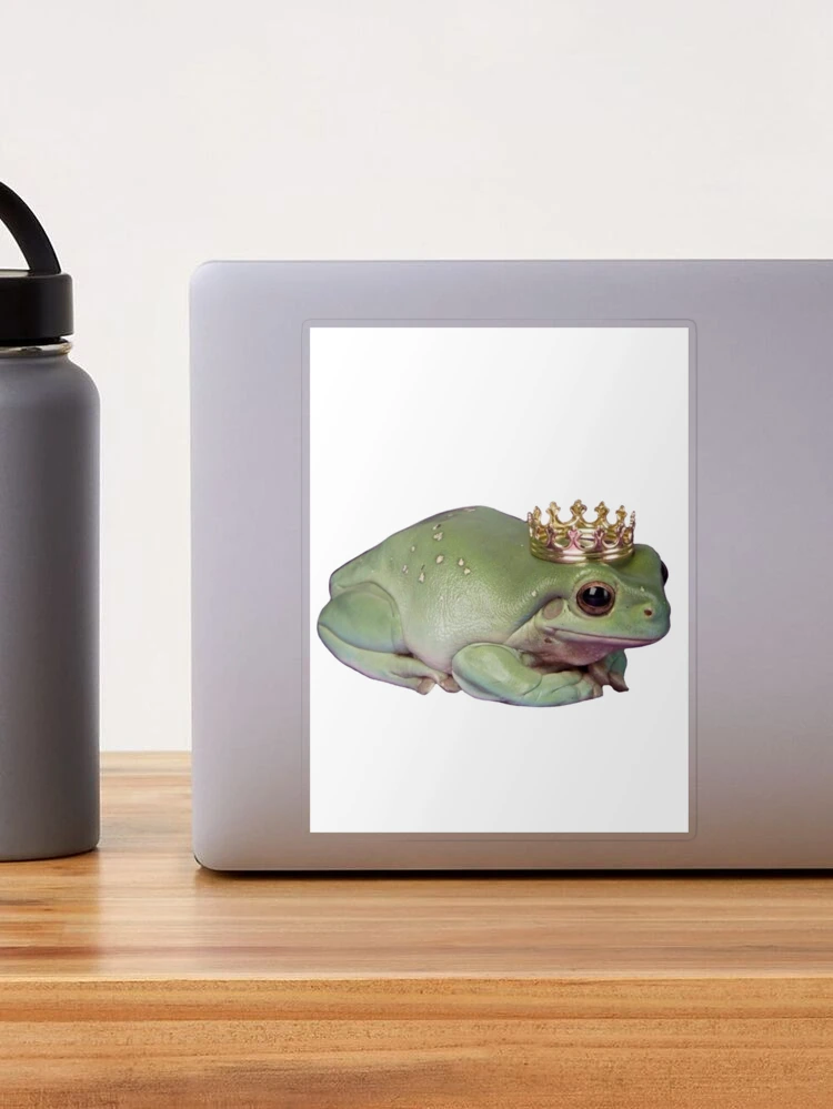 Frog With Crown, Cute Sitting Realistic Frog with Crow, Prince