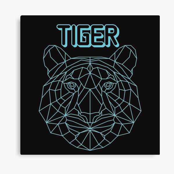 White Tiger Line Drawing Polygon Stripes Pattern Artwork Framed Wall Art  Print A4 