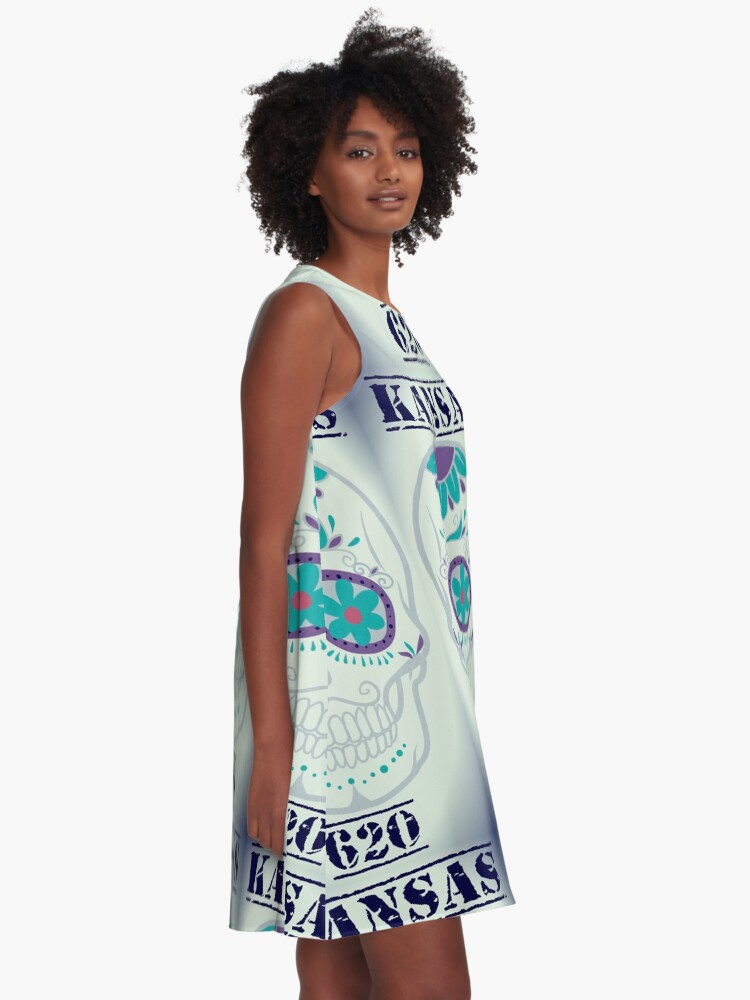 Thumbnail 2 of 4, A-Line Dress, Kansas 620 Skully PBPW designed and sold by kinkatstyle.