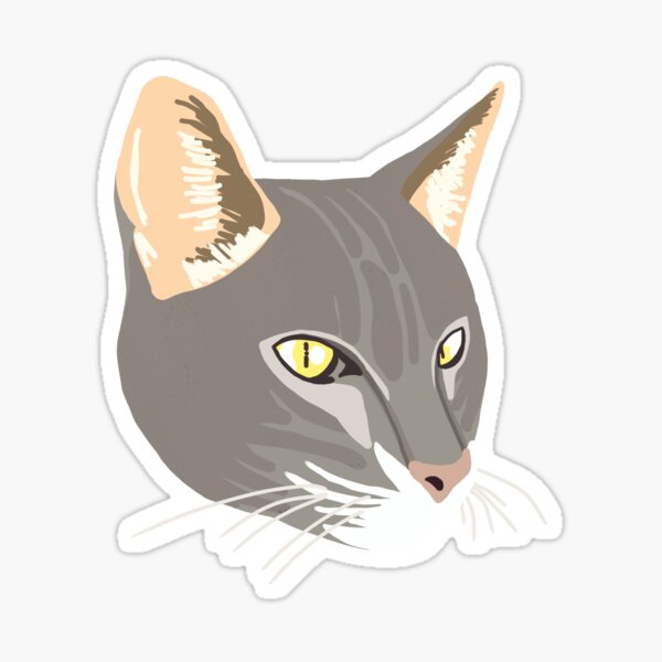 Grey Cat Face Sticker