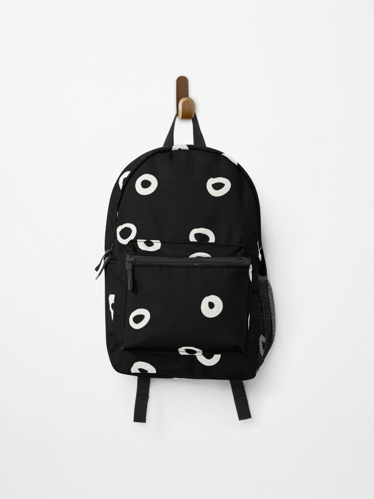 Thumbnail 1 von 3, Rucksack, Black and Cream Simple Hoop Circle Pattern Pairs 2022 Popular Colour Twinkle Twinkle 0355 designt und verkauft von ColorOfTheYears.