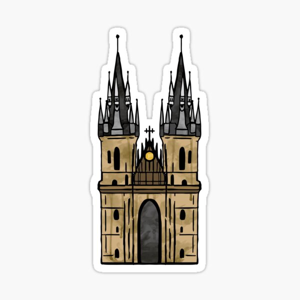 Aperçu de l'œuvre Autocollant de l'église de Prague créée et vendue par aterkaderk.