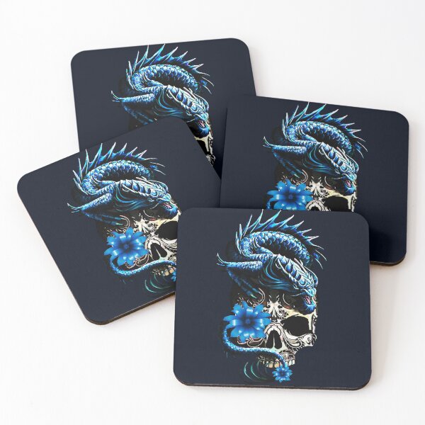 Item preview,   Skull and Light Blue Dragon designed and sold by Gothic Fantasy.