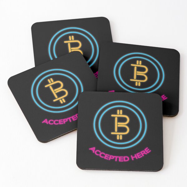 Item preview, Bitcoins are accepted here, neon design with bitcoin symbol designed and sold by Martapp.
