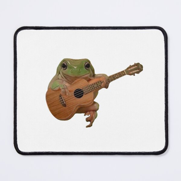 Item preview, Frog playing on guitar, cute frog playing on ukulele, cute frog sitting, frog sitting, realistic frog sitting and playing on guitar designed and sold by Duundeed.
