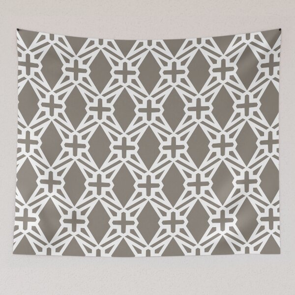 Item preview, Brown and White Geometric Shape Tile Pattern - 2022 Popular Colour Fireplace Mantel 0569 designed and sold by ColorOfTheYears.