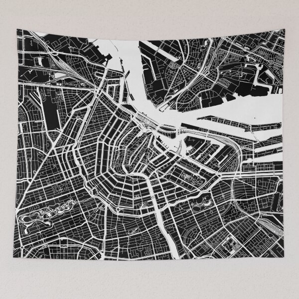 Item preview, Amsterdam, Netherlands, City Map - Black designed and sold by helloadventure.