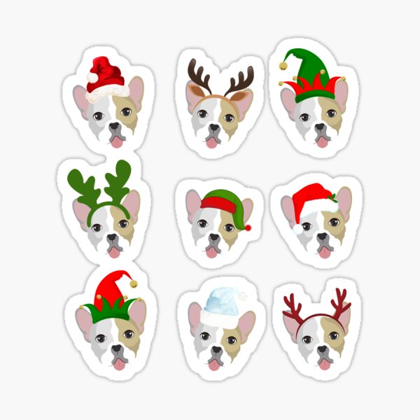 Cute Christmas Dog Wearing a Santa Claus Hat with Christmas Gifts Sticker  for Sale by PoshPeels