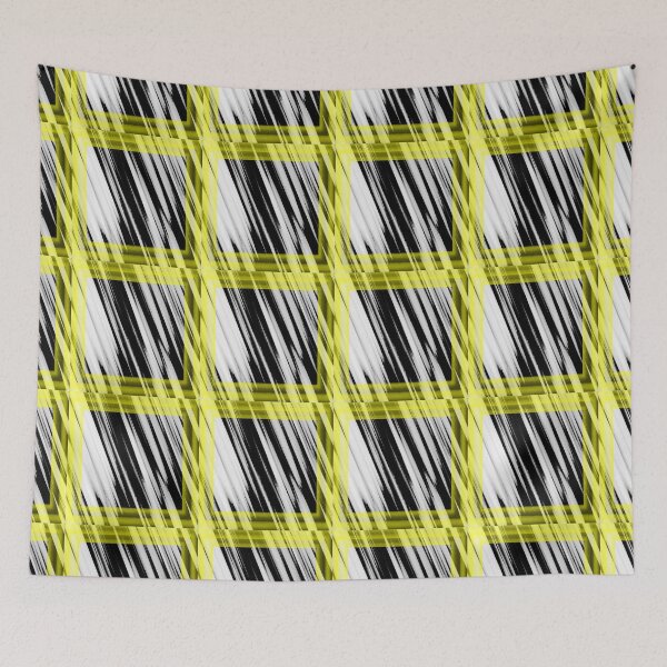 Item preview,  Black-White & Yellow Framed colors Diagonal lines by Iritof designed and sold by iritof.
