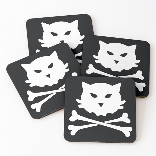 Item preview, Skull & crossbones: cat (white) funny feline cross bones designed and sold by SolidEarthArt.