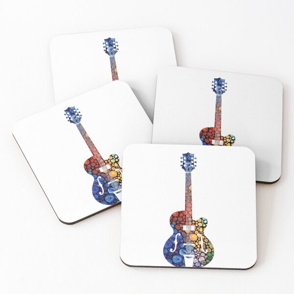 Item preview, Colorful Mosaic Music Art Vintage Guitar Artwork designed and sold by Sharon Cummings Art.