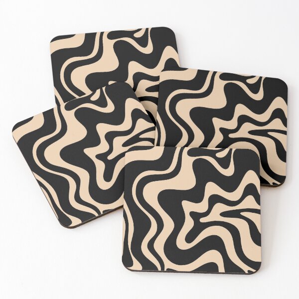 Item preview, Retro Liquid Swirl Abstract Pattern in Black and Camel designed and sold by kierkegaard.