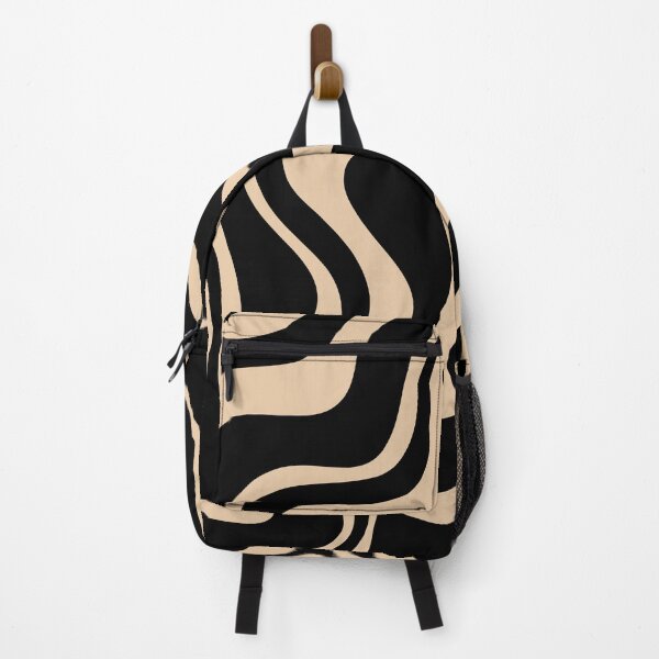 Item preview, Retro Liquid Swirl Abstract Pattern in Black and Camel designed and sold by kierkegaard.