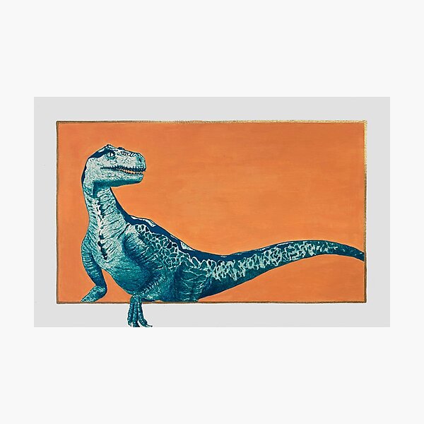 Green the Velociraptor Photographic Print