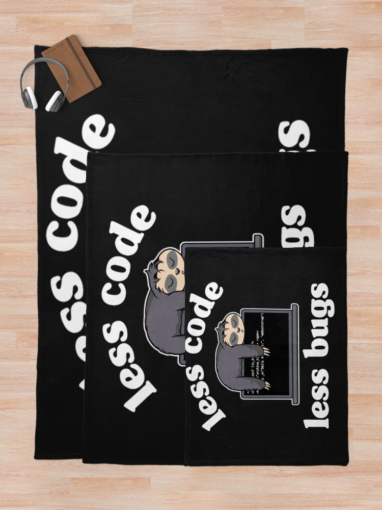 Thumbnail 5 of 6, Throw Blanket, Less Code Less Bugs Sloth Programmer designed and sold by StarcyWol.