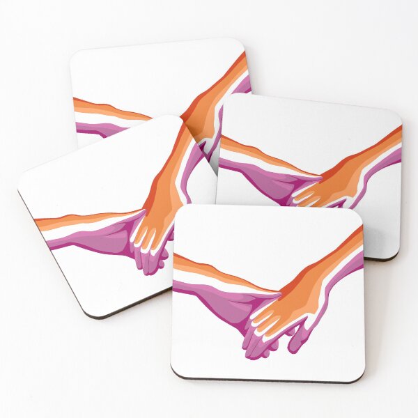 Item preview, lesbian flag holding hands  designed and sold by DoesArtAndStuff.