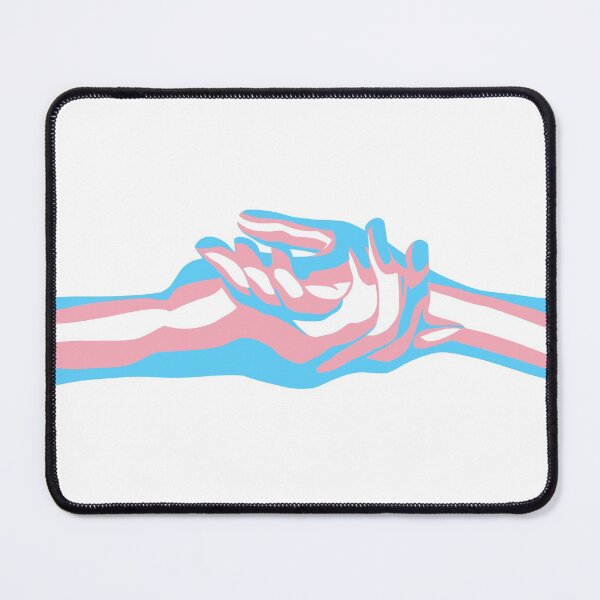 Item preview, transgender flag on hands  designed and sold by DoesArtAndStuff.