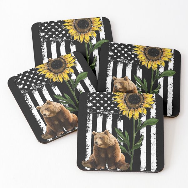 Item preview, Bear American Flag Sunflower designed and sold by SisileeGift.