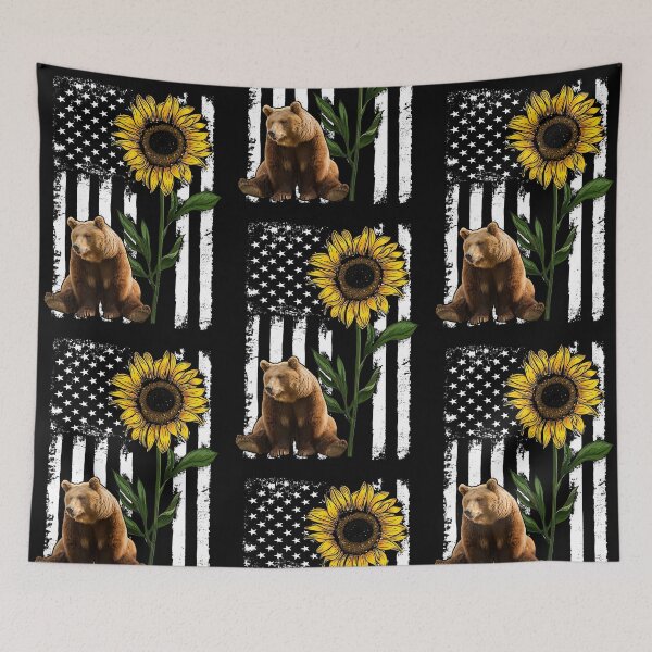 Item preview, Bear American Flag Sunflower designed and sold by SisileeGift.