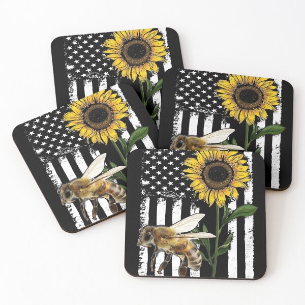 Item preview, Bee American Flag Sunflower designed and sold by SisileeGift.