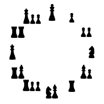 Artwork thumbnail, Black Chess Pieces Clock by Shapes-Mania