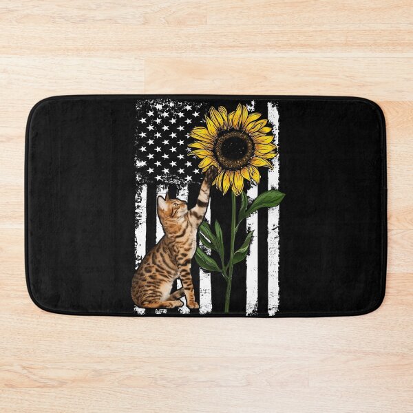 Aperçu de l'œuvre Chat du Bengale Drapeau américain Tournesol créée et vendue par SisileeGift.