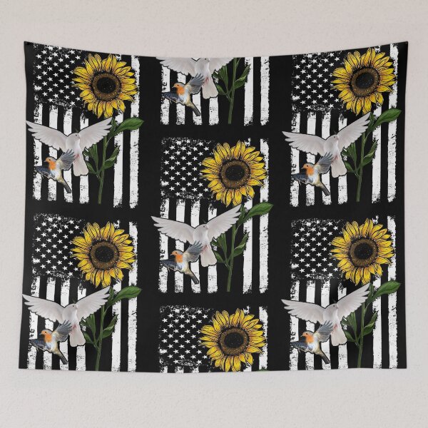 Item preview, Bird American Flag Sunflower designed and sold by SisileeGift.