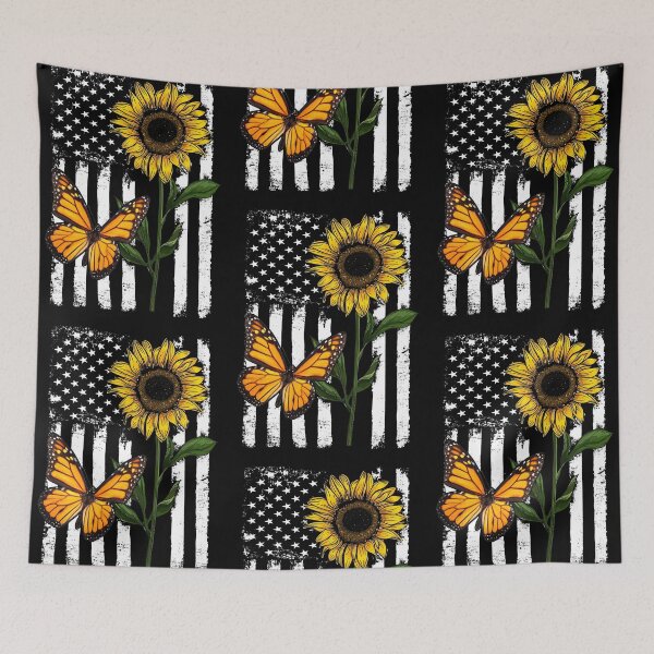Item preview, Butterfly American Flag Sunflower designed and sold by SisileeGift.