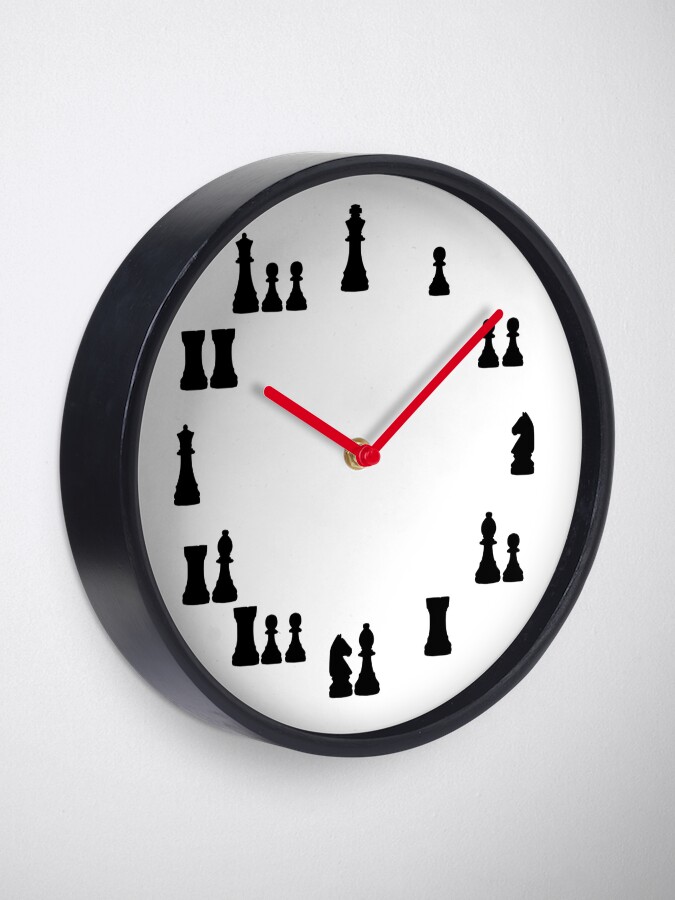 Thumbnail 1 of 4, Clock, Black Chess Pieces Clock designed and sold by Shapes-Mania.