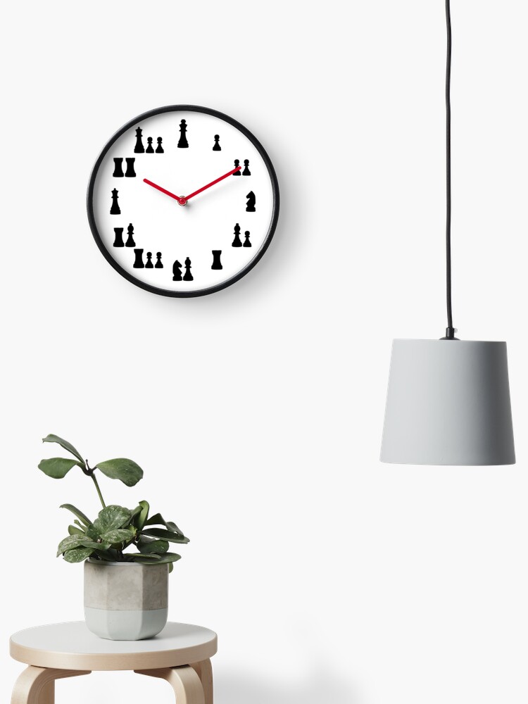 Thumbnail 2 of 4, Clock, Black Chess Pieces Clock designed and sold by Shapes-Mania.