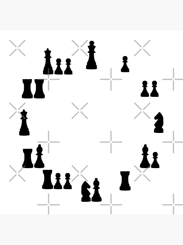 Thumbnail 4 of 4, Clock, Black Chess Pieces Clock designed and sold by Shapes-Mania.