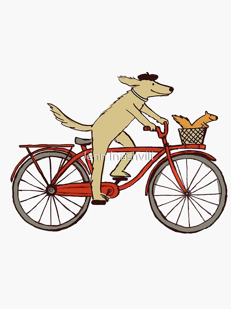Dog and Squirrel are Friends | Whimsical Animal Art | Dog Riding a Bicycle by ShortCoffee