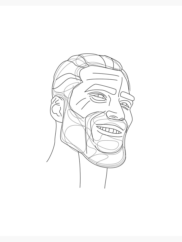 i made gigachad - Pencil sketch of the ideal male face - The