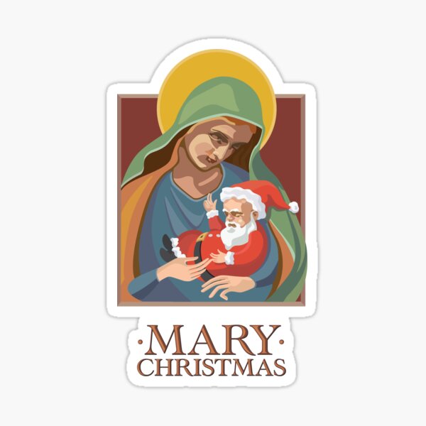 Mary Christmas Baby Santa and Virgin Mother Sticker
