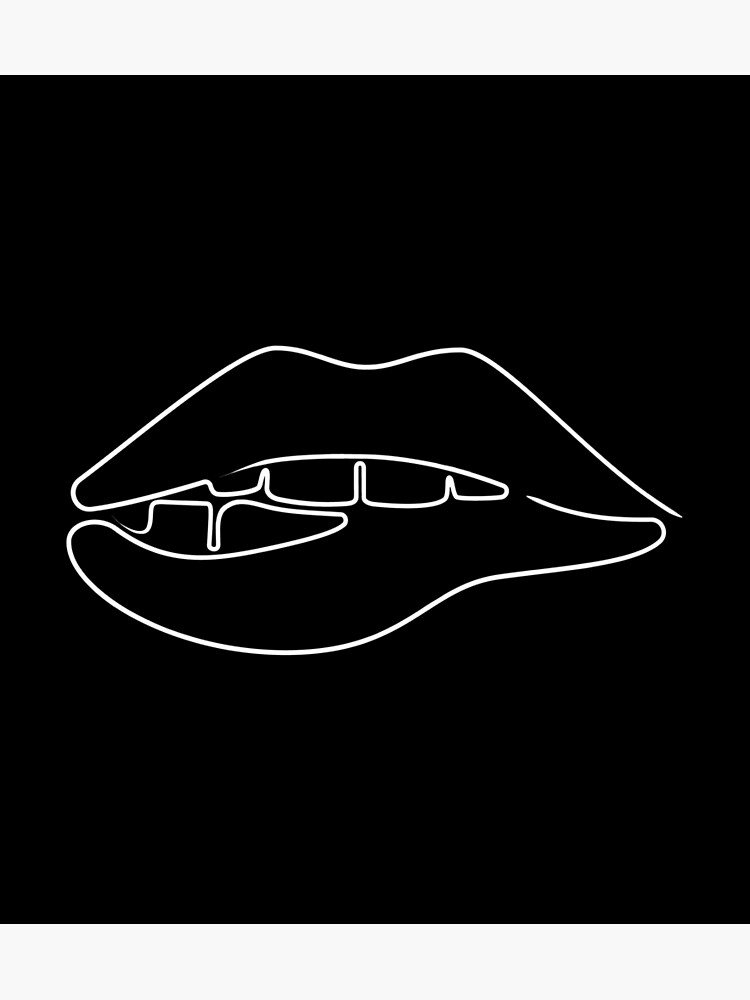 "Minimal Lip Bite Line Art (White)" Poster for Sale by cakeforall
