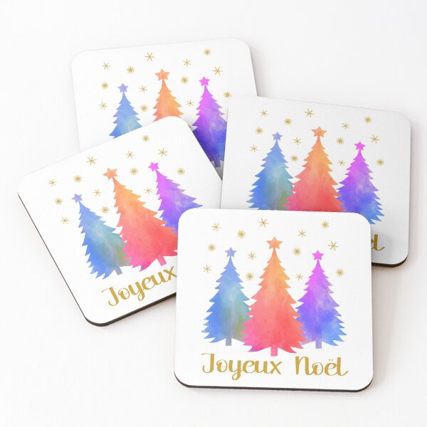Item preview, Joyeux Noel Pastel Christmas Trees French Watercolor Winter Forest Graphic  designed and sold by Bad Kitty Designz.